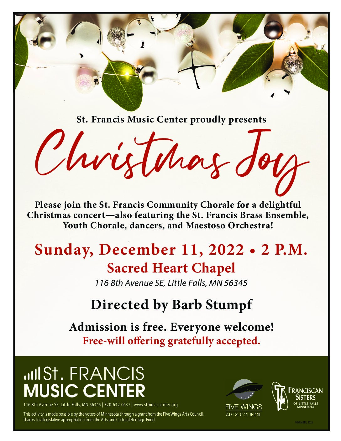 St. Francis Community Chorale's Christmas Concert Visit Little Falls